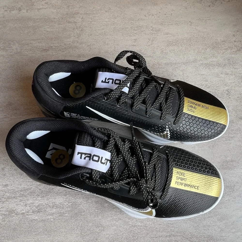 Nike Force Zoom Trout 7 Pro Black Gold White Baseball Cleats CQ7224-012 Men's 8‎